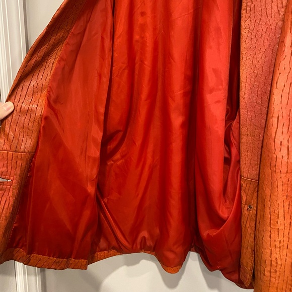 *Rare* VTG 80s Leather Jacket Dolman Sleeve by Gossip in Orange-Red - Picture 4 of 10